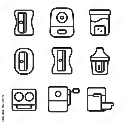 Pencil manual handheld icon handle icons colored shavings crank sharpener vector