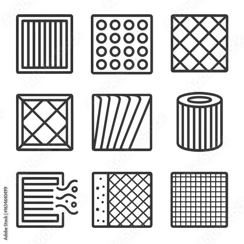 Pleated ac carbon vector icon icons mesh filter cylindrical hepa air