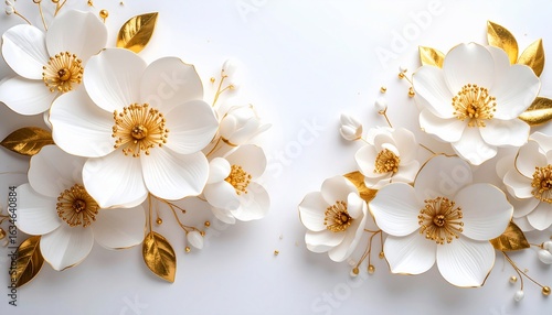Elegant White and Gold Paper Flowers