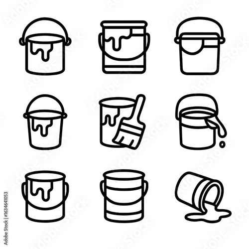 Set line outline collection art minimal icons vector contour symbol studio icon