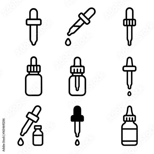 Vector eye squeeze colored vial bottle dropper medical icons cap icon tool