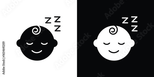 Sleeping baby icon, simple flat style. for ui or ux designs