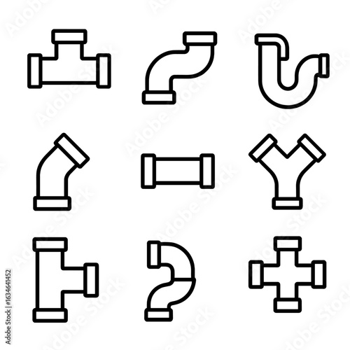 Contour symbol pipe icon drain line stroke vector outline icons collection minimal