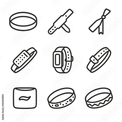 Silicone event print vector sweatband collection icon wristband tracker festival id