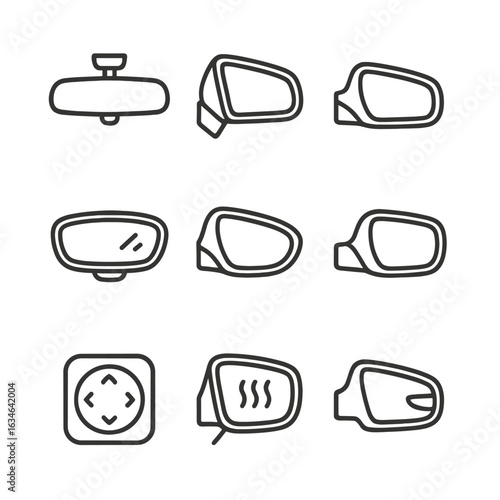 Vector manual car icon mirror right electronic left angle turn integrated