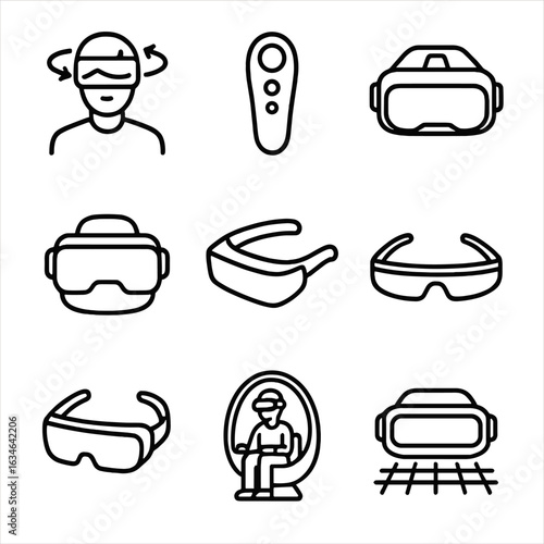 Sleek above ar icon gridlines vr headset vector tracking collection video compact