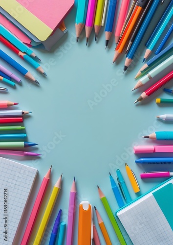 Wallpaper Mural Colorful pencils arranged in a circle with blank space in the center Torontodigital.ca