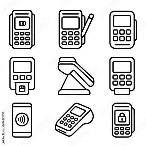 Credit device touchscreen vector icon desktop icons terminal payment reader view mobile