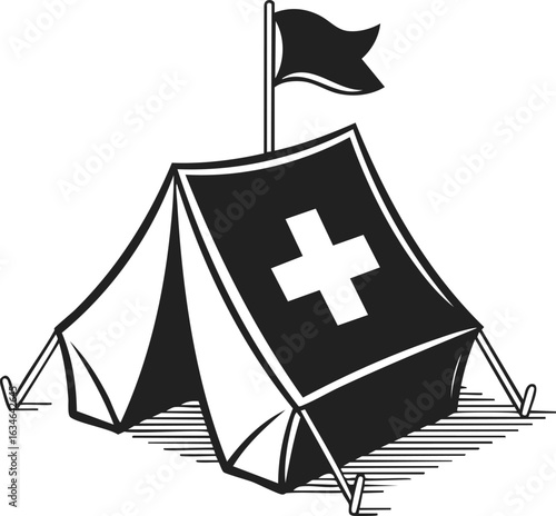 Medical tent, first aid shelter, emergency care structure, field hospital, temporary medical facility, health service deployment