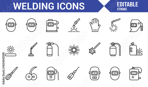 Welding Tools and Safety Equipment Icons Set for Professional Welding Projects