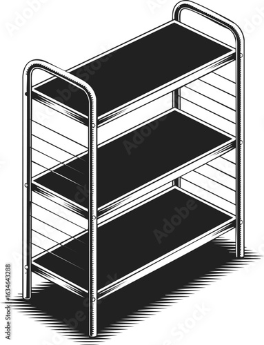 Metal storage shelf, industrial shelving unit, organizational furniture, home decor, utility rack