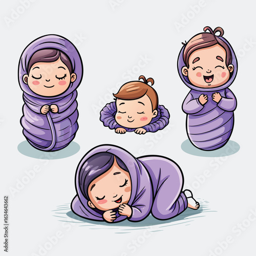 Charming illustration showing stages of a process or life cycle