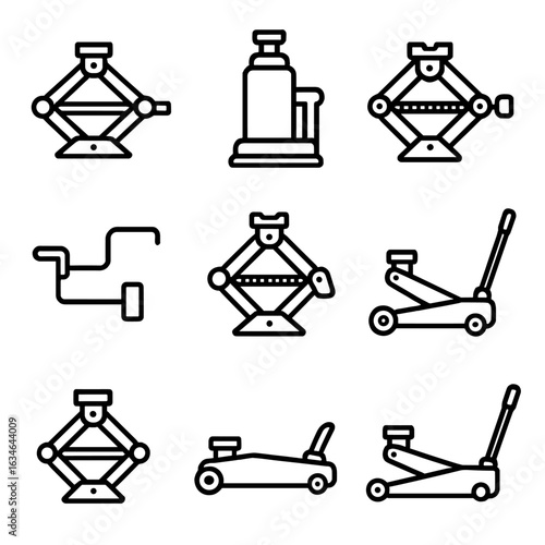 Garage icons device vector lifting icon car jack manual compact emergency