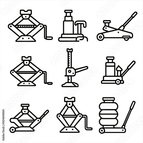 Collection outline vector contour line icon portable car set symbol minimal stroke