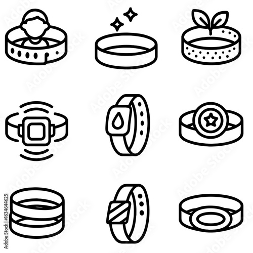 Vector fitness wristband pack dark icon icons band branded child chip id