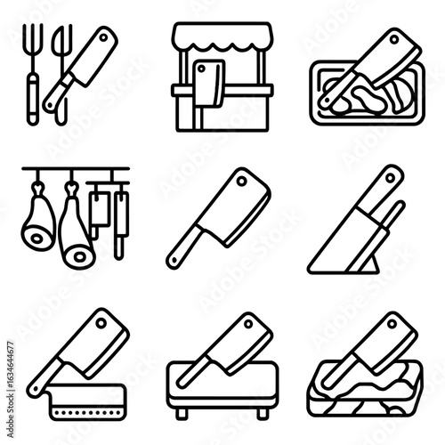Vector guard locker knife icon meat outline food cleaver top