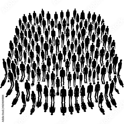 Crowd Silhouette: A monochrome silhouette of a diverse crowd, representing unity, togetherness, and collective action. This image captures the essence of a community and the power of numbers. 