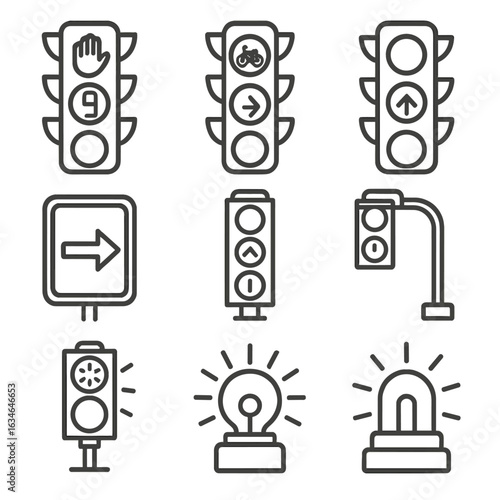 Signal traffic countdown light vector beacon icons icon stoplight crosswalk head alert