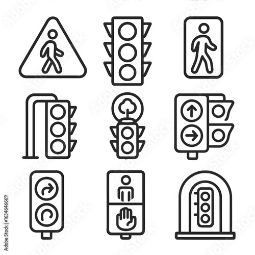 Visibility signal stoplight traffic protected vector pedestrian corner hand icon icons