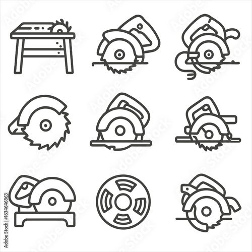 Saw dust power base switch electric circular icon vector vent trigger