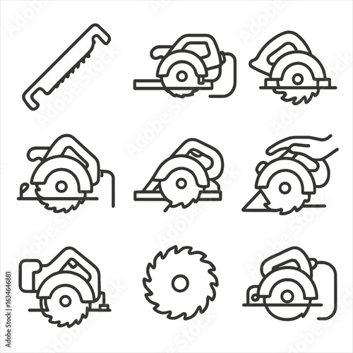 Cut metal guard contractor vector icon tools cutting next circular saw angled