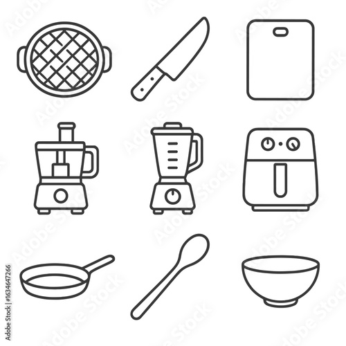 Cooking air bowl fryer spoon based sauté processor mixing vector wooden plant