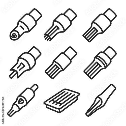 Round icon tattoo needle vector cartridge tip icons liner mag flat shader