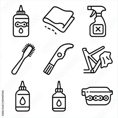 Bottle chain lubricant vector bath icon cleaning lube icons wipe rag lubrication