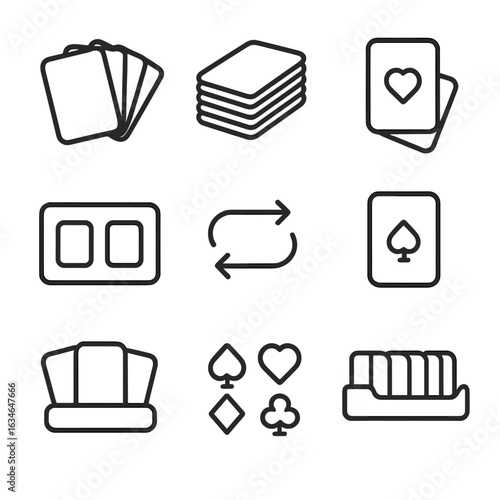 Vector cards game shuffle mat icon suit discard card surface icons