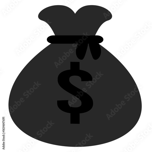 The icon of a tightly tied sack symbolizes safekeeping, savings, or collected funds, used to symbolize financial value in general.