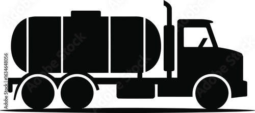 Black silhouette of a tanker truck vehicle transportation