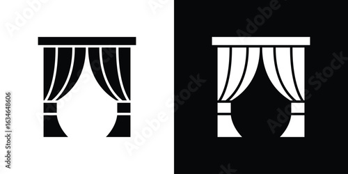 Curtains icon, simple flat style. for ui or ux designs