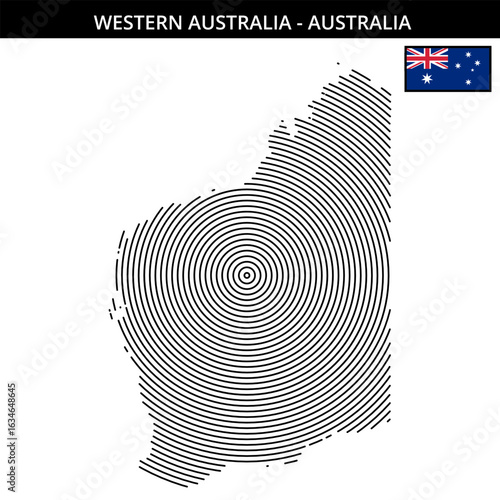 Western Australia map with country flag and circular design