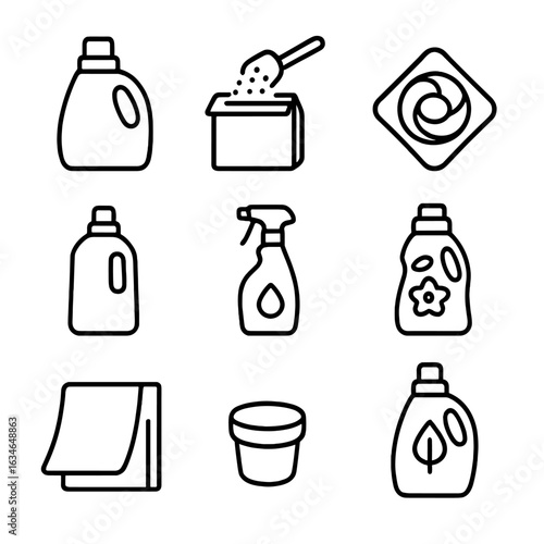 Eco vector laundry cap remover bottle deter powder conditioner icon detergent stain