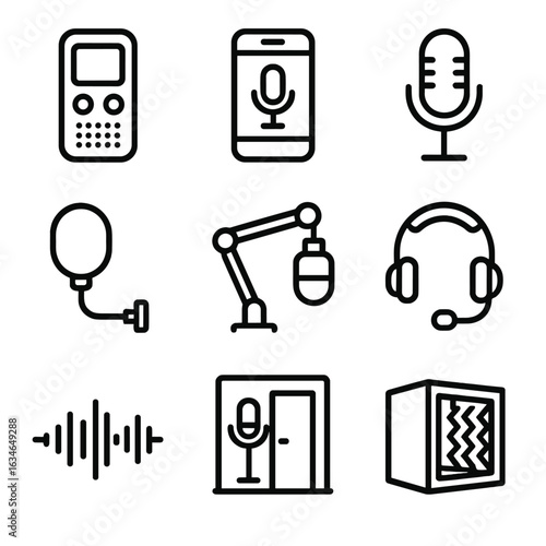 Headphone filter voice recorder memo box icon icons recording vector sound