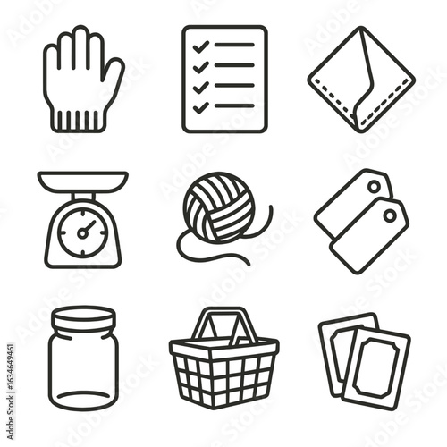Wooden reusable market vector napkin cotton jar shopping icons labels icon eco