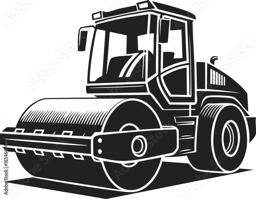 Road roller, construction equipment, heavy machinery, asphalt compressor, road paving tool, engineering vehicle