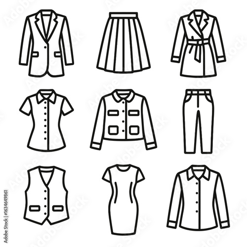 Fashion coat icons skirt vector long icon dress boxy structured blazer vest