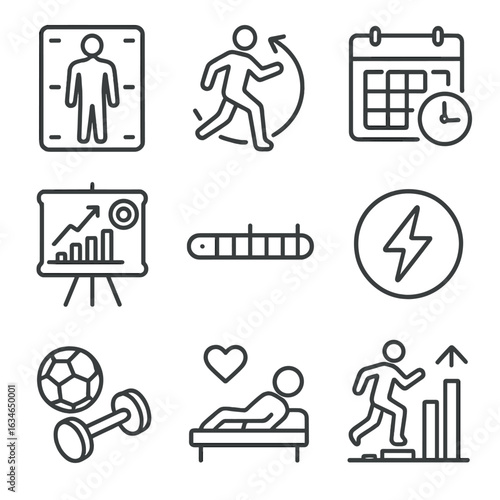 Recovery icon intensity vector preference scan fitness level activity outline symbol energy