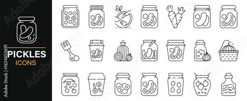 Vector Icons of Pickles, Preserved Foods, and Fermentation for Grocery and Kitchen
