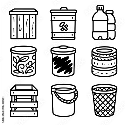 Metal container vector diy upcycled plastic decorated bin icon made icons mesh
