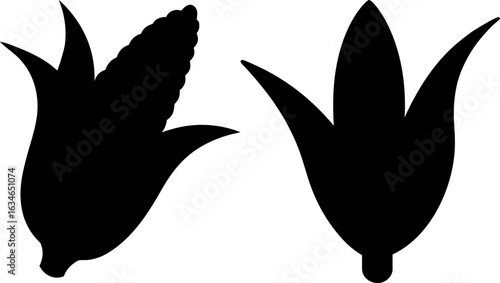 Corn cob black silhouettes set, Set of corn cobs, corn cob collections, Vector of corn cob, corn cob silhouette, corn cob isolated on white background