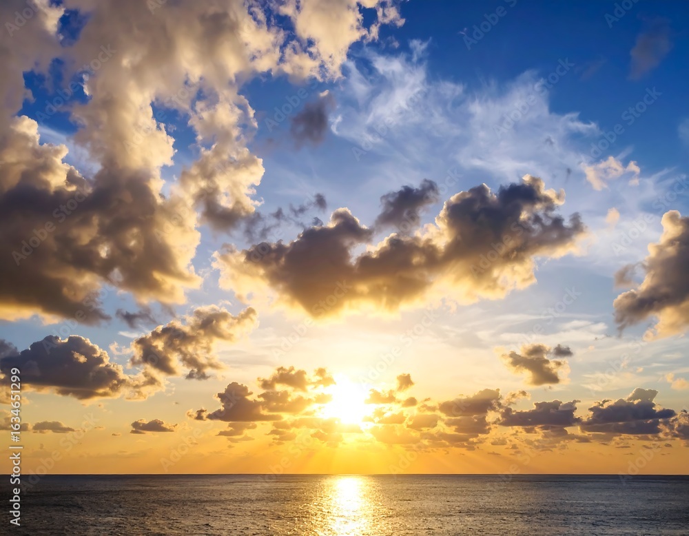 Obraz premium Dramatic sunset over ocean