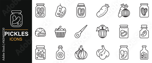 Food Preservation Icons - Pickles, Jars, and Cucumbers for Home and Kitchen Use
