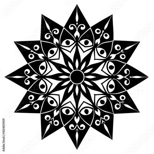 Jewel encrusted medallion turned into pattern vector silhouette 