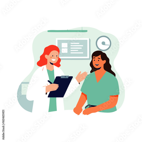 Friendly doctor engaging warmly with a patient during consultation, reflecting trust, care, and a supportive medical environment