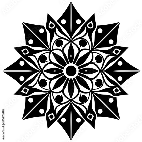 Jewel encrusted medallion turned into pattern vector silhouette 