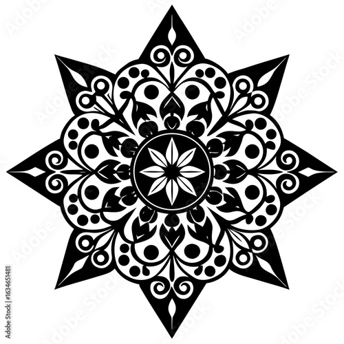 Jewel encrusted medallion turned into pattern vector silhouette 