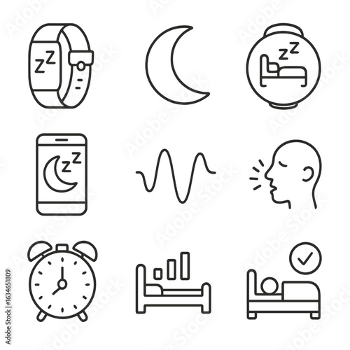 Icons monitor sensor vector snoring detection tracker icon wave mobile sleep alarm