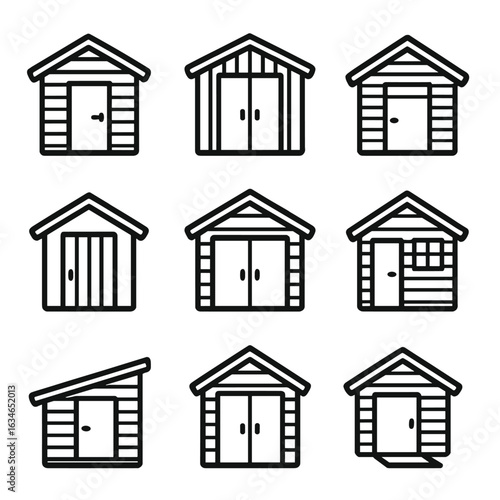Tool icon garden gabled windowed vector shed vinyl icons wooden storage
